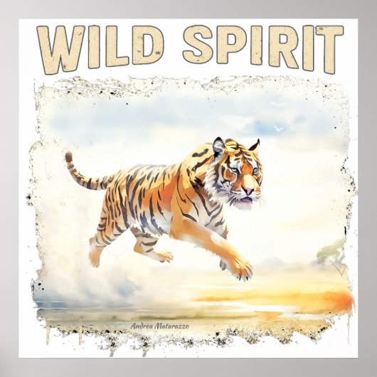 Tiger in Aktion - Wilder Geist Poster (Vorne)