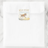 Tiger in Aktion - Wilder Geist Quadratischer Aufkleber (Tasche)