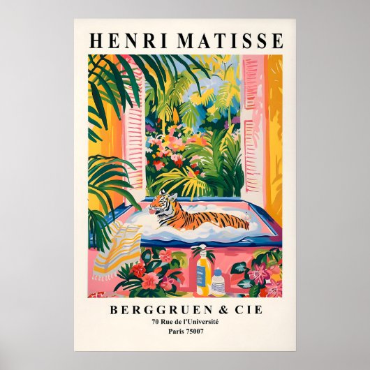Tiger in Bathtub Art Print Funny Matisse Style Poster (Vorne)