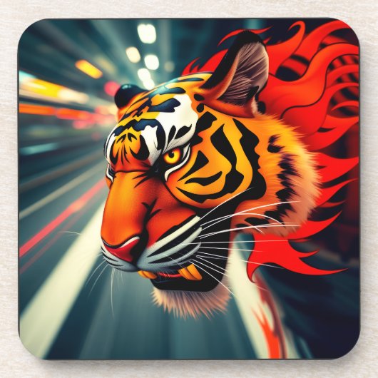 Tiger in Bewegung Getränkeuntersetzer (Vorderseite)