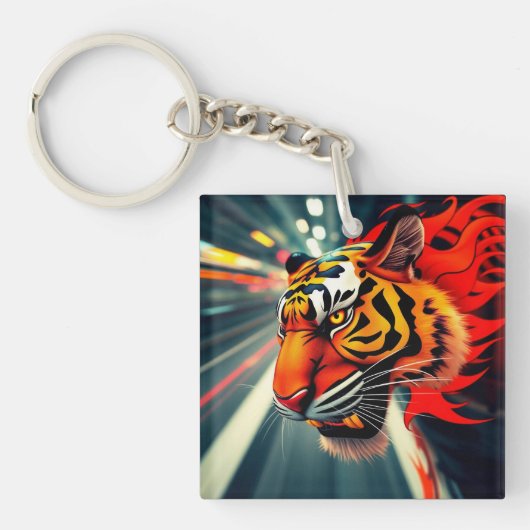 Tiger in Bewegung Schlüsselanhänger (Vorderseite)