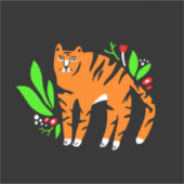 Tiger in Blume Aufkleber (Vorderseite)