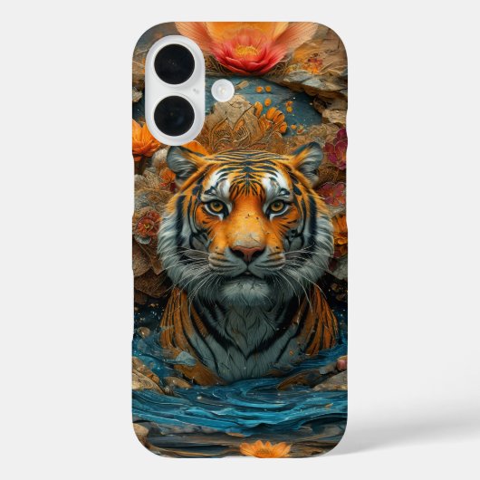 Tiger in Blume Case-Mate iPhone Hülle (Rückseite)