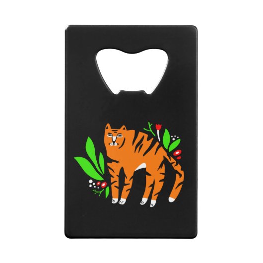 Tiger in Blume Geldbeutel Flaschenöffner (Vorderseite)