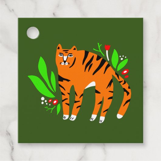 Tiger in Blume Geschenkanhänger (Vorderseite)