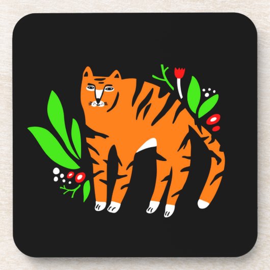 Tiger in Blume Getränkeuntersetzer (Vorderseite)