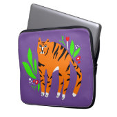 Tiger in Blume Laptopschutzhülle (Vorderseite Links)