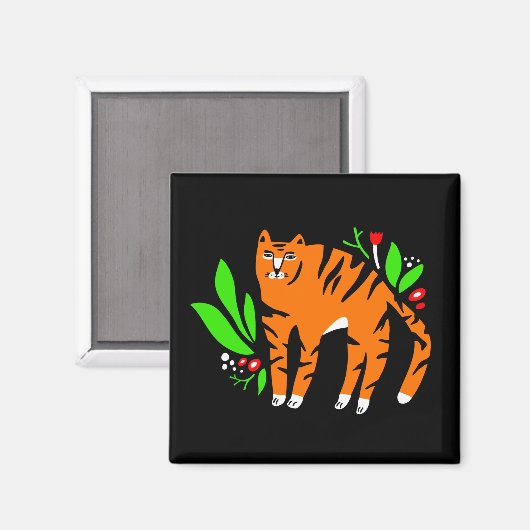 Tiger in Blume Magnet (Vorderseite/Rückseite)