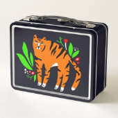 Tiger in Blume Metall Brotdose (Rückseite)