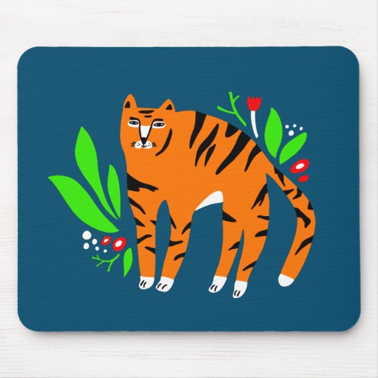 Tiger in Blume Mousepad (Vorne)