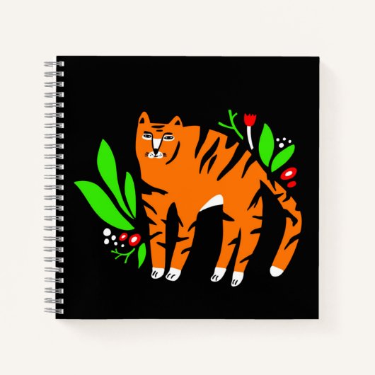 Tiger in Blume Notizblock (Vorderseite)