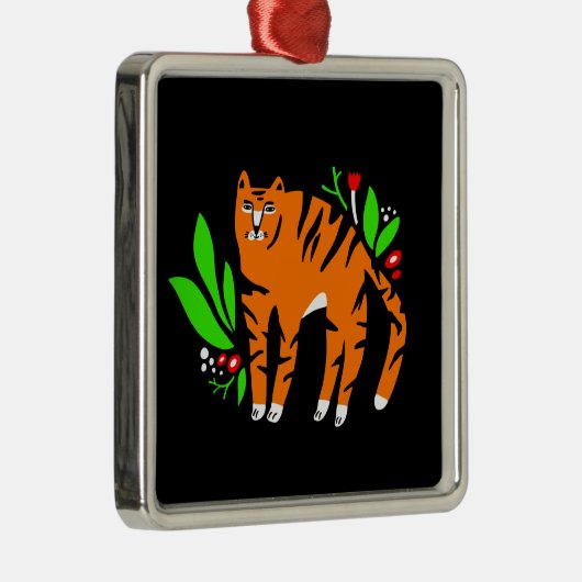 Tiger in Blume Ornament Aus Metall (Rechts)