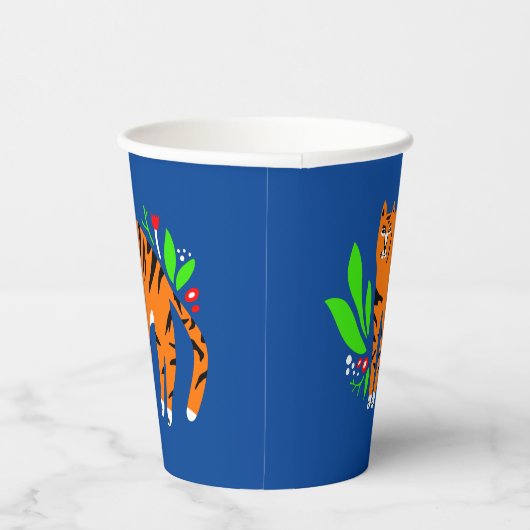 Tiger in Blume Pappbecher (Rechts)