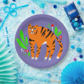 Tiger in Blume Pappteller (Party)