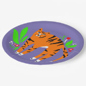 Tiger in Blume Pappteller (Schrägansicht)