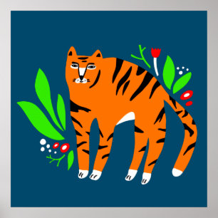 Tiger in Blume Poster