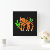 Tiger in Blume Quadratische Wanduhr (Zuhause)