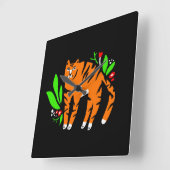 Tiger in Blume Quadratische Wanduhr (Winkel)
