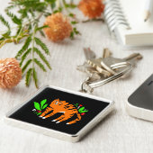 Tiger in Blume Schlüsselanhänger (Seite)