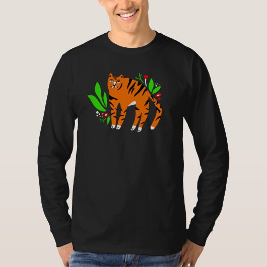 Tiger in Blume T-Shirt (Vorderseite)