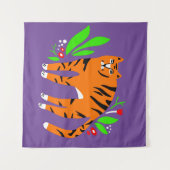 Tiger in Blume Wandteppich (Vorderseite (Horizontal))