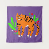 Tiger in Blume Wandteppich (Vorderseite)