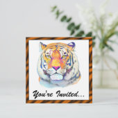 Tiger in Colors Birthday Invite Einladung (Stehend Vorderseite)