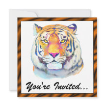 Tiger in Colors Birthday Invite