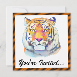 Tiger in Colors Birthday Invite Einladung