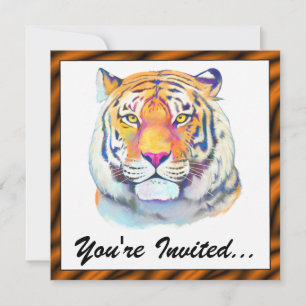 Tiger in Colors Birthday Invite Einladung