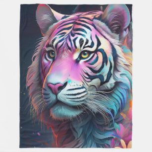 Tiger in den Blume Fleecedecke