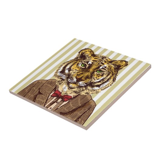 Tiger in der Abends-Abnutzung Fliese (Seite)