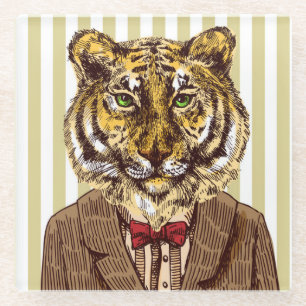 Tiger in der Abends-Abnutzung Glasuntersetzer