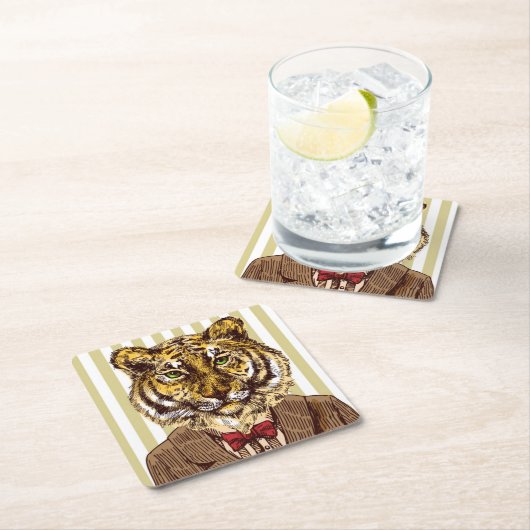Tiger in der Abends-Abnutzung Rechteckiger Pappuntersetzer (Vor Ort)
