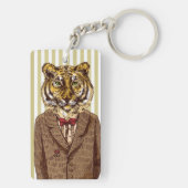 Tiger in der Abends-Abnutzung Schlüsselanhänger (Rückseite)