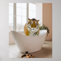 Tiger in der Badewanne Schwarz-weißes Badehotelkun