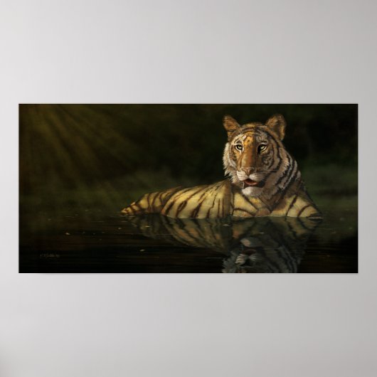 Tiger in der digitalen Wassermalerei Poster (Vorne)