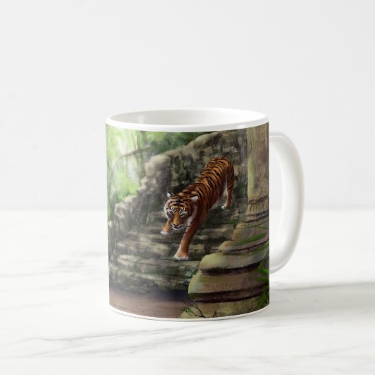 Tiger in der Dschungel-Tasse Kaffeetasse (VorderseiteRechts)