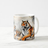 Tiger in der Erholung Wasserfarbe Kaffeetasse (VorderseiteRechts)