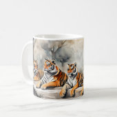 Tiger in der Erholung Wasserfarbe Kaffeetasse (Vorderseite Links)
