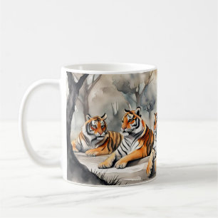 Tiger in der Erholung Wasserfarbe Kaffeetasse