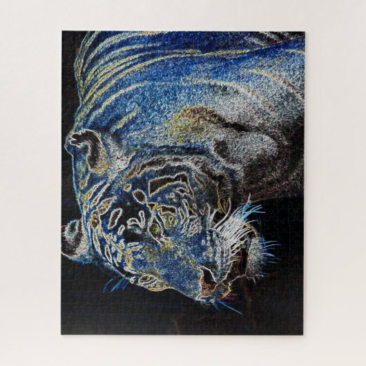 Tiger in der Nacht Puzzle (Vertikal)