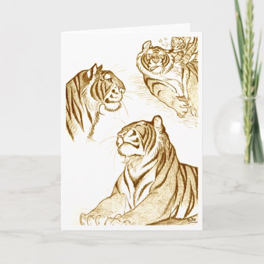 Tiger in der Sepia-Grußkarte Karte (Vorderseite)