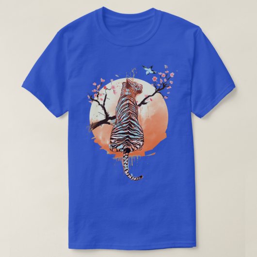 Tiger in dunkler Sakura-Baumversion T-Shirt (Design vorne)