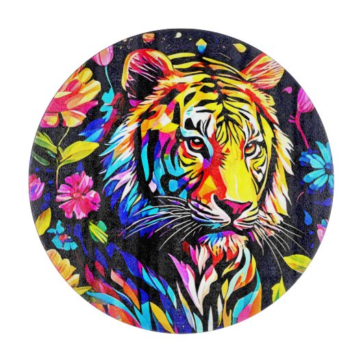Tiger in einem Blumentraum Schneidebrett (Vorderseite)