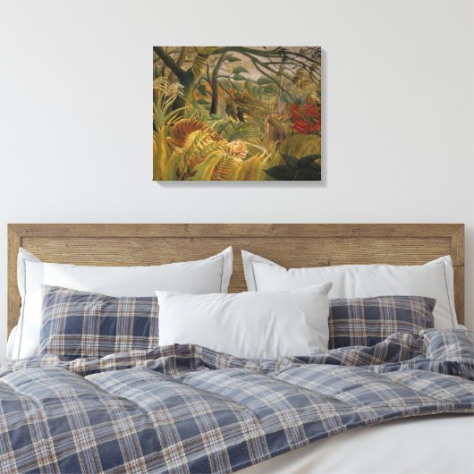 Tiger in einem tropischen Sturm | Henri Rousseau Leinwanddruck (Insitu (Schlafzimmer))