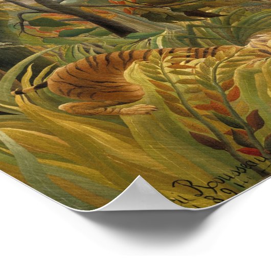 Tiger in einem tropischen Sturm | Henri Rousseau Poster (Ecke)