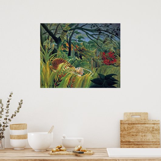 Tiger in einem tropischen Sturm (überrascht) Poster (Küche)