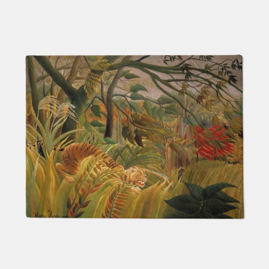 Tiger in einem tropischen Sturm von Henri Rousseau Fußmatte (Vorderseite)