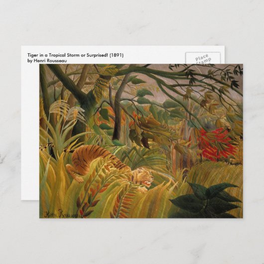 Tiger in einem tropischen Sturm von Henri Rousseau Postkarte (Vorne/Hinten)